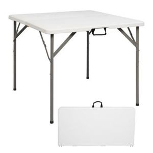 TABLE DE CAMPING Table longue pliable, aussi bien à l'intérieur qu'à l'extérieur, facile à ranger, blanche,86*86*74cm