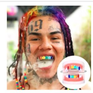 Vert Arc En Ciel 6 Couleurs Dents Hip Hop Top Bottom Tooth