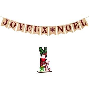 BANDEROLE - BANNIÈRE 2pcs Joyeux Noël Bannière Decoration Guirlande Mot