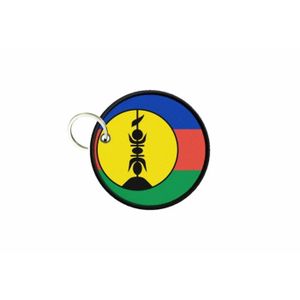 Porte-clés Double Drapeau Nouvelle-Calédonie Kanak - Imprimé Tissu, Fabrication Française, Neuf