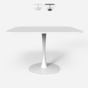 TABLE DE CUISINE  Table carrée style Tulip bords arrondis salle à manger cuisine bar Lillium 100 - couleur:Blanc