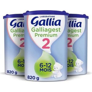 LAIT 2E ÂGE Laboratoire Gallia Galliagest 2, Lait en poudre pour bébé, De 6 à 12 Mois, 820g (Packx3)