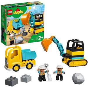 ASSEMBLAGE CONSTRUCTION LEGO 10931 Duplo Le Camion Et La Pelleteuse, Jouet Engin de Chantier pour Les Enfants, Developpe Leur Motricite Fine