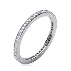 Bague Ancienne Argent Massif – Alliance Jonc, Zirconium, Taille 54, 925