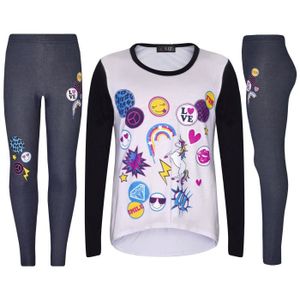 Ensemble de vêtements Emojis Love de licorne ensemble t-shirt et legging