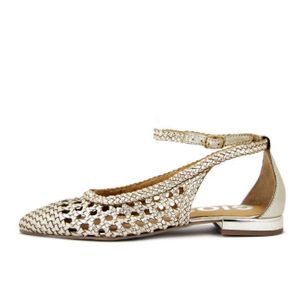 Ballerines Femme Bout Pointu Strass – Bride Arrière Réglable – Talon Plat 2 Cm Confort – Noir/Blanc/Rose