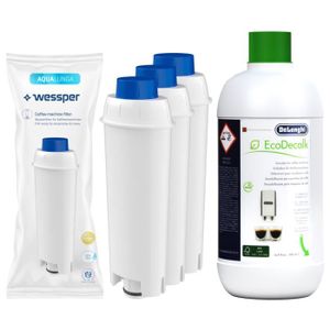 Filtre à eau et détartrant Delonghi EcoDecalk 500 ml - Aquanext Caffemax 5  pièces - Remplacement du filtre - Cdiscount Electroménager