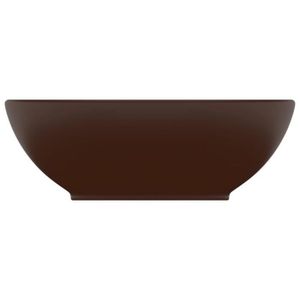 LAVABO - VASQUE Lavabo ovale de luxe en céramique marron foncé mat