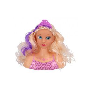 Tête à Coiffer Princesse Sirène 18 Cm Avec Accessoires - Cheveux Blonds, Mèches Colorées, Jouet Créatif Enfant 3 Ans+