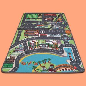PLAY4FUN Tapis de jeu réversible pour enfant - circuit de voiture en ville  / Campagne - 120 x 80 cm pas cher 