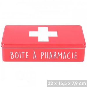 Boîte à pharmacie Familiale Boîte de premiers soins Boîte de rangement  Armoire à pharmacie portable 2 couches avec mini pilulier Scrollsqy