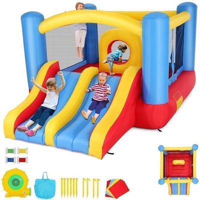 Château Gonflable AKEYDIY – 270x172x128 Cm, Avec Piscine à Balles, Panier De Basket, Ventilateur Inclus, Pour 3-6 Ans