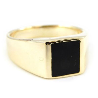 Chevalière Dolly-Bijoux T68 En Onyx Et Plaqué Or 18K - Unisexe, Neuf Avec Étiquettes