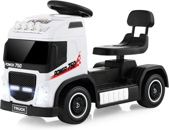 GOPLUS 6V Voiture Électrique Enfants, Porteur Electrique Camion Enfants avec Siège Réglable en Hauteur, Lumières LED, Musique et Klaxon, pour 1,5-6 Ans, Charge 20 kg(Blanc GOPLUS 6V Voiture Électrique Enfants, Porteur Electrique Camion Enfants avec Siège Réglable en Hauteur, Lumières LED, Musique et Klaxon, pour 1,5-6 Ans, Charge 20 kg(Blanc