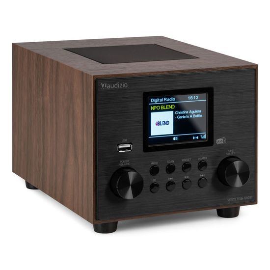 Audizio Desio Radio Rétro Dab+/FM + Bluetooth 5.0 - Écran Couleur 2,4", Port USB, Alarme, Design Noyer - Parfaite Pour Salon Ou Chambre