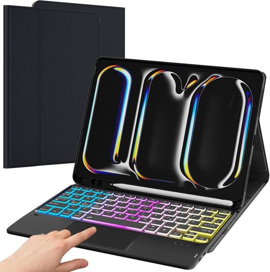 Étui Clavier Pour IPad Pro 13" (M4 2024) - AZERTY, Rétroéclairage 7 Couleurs, Pavé Tactile - Design Magnétique - 7