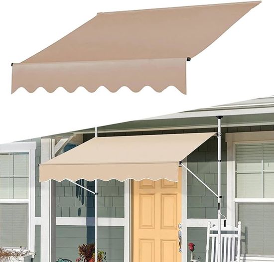 Toile De Remplacement Store Banne 10x1,6m Rayé Rouge/blanc - Résistant UV Et Eau - 10