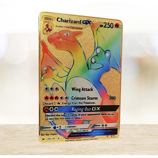 Carte Pokemon Charizard GX Gold Metal 150/147 dracaufeu Pikachu