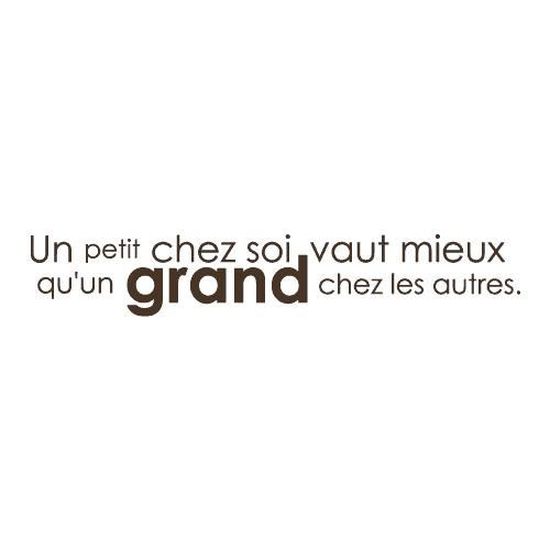 Stickers Citation Un Petit Chez Soi Ref T Mk1059 Chocolat 28x168 Cm Cdiscount Maison