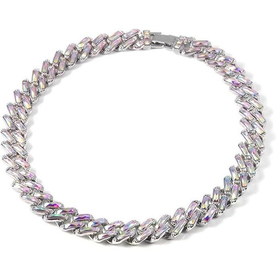 Ensemble De Bijoux Fantaisie : Chaîne Cubaine Glacée 18 Pouces + 21 Chaînes Sauvages - Doré à Paillettes - Neuf Étiqueté