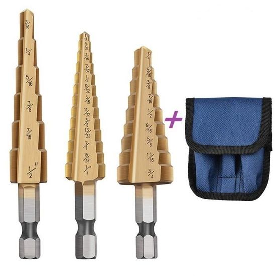Coffrets de 6 forêts HSS Titane - 3 forêts étagés + 3 forêts fraiseurs - Bricolage