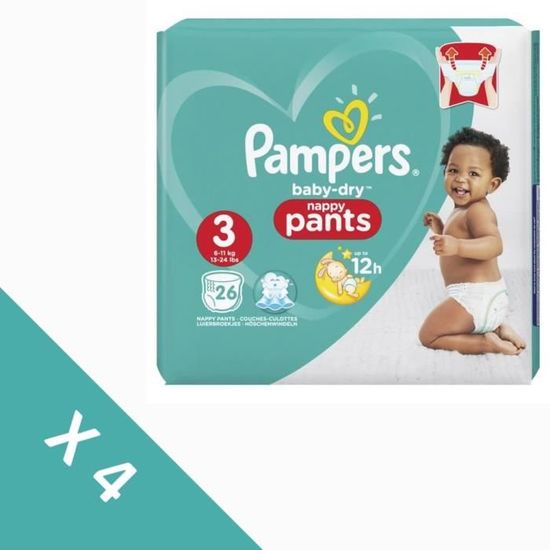 PAMPERS PACK FAMILIAL 104 couches Babydry Pants T3 Cdiscount Au