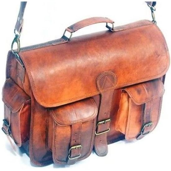 Sacs pour ordinateur portable élégants en cuir marron pour hommes