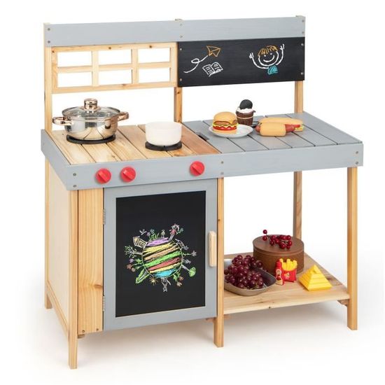 Cuisine Enfant En Bois Dreamade – Avec Micro-ondes, Hotte, Four, Sons – Jeu D’imitation 3–6 Ans - 1