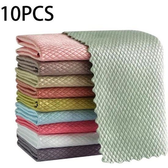 Lot De 10 Torchons De Cuisine Microfibre SHBaizoy - Ultra Absorbants, 25x25cm Gris Haut De Gamme