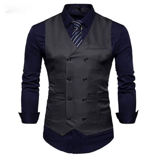 Gilet De Costume Formel Homme L&S, Gris Clair, Taille 40/US M - Vintage, état Correct