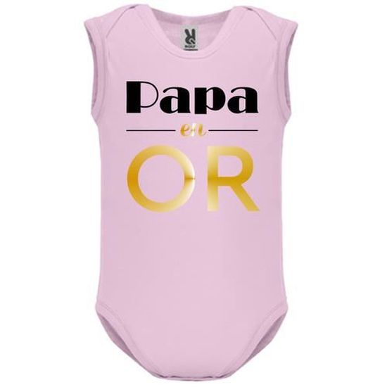 Body Bebe Manche Sans Bebe Fille Rose Papa En Or 1 Rose Cdiscount Pret A Porter