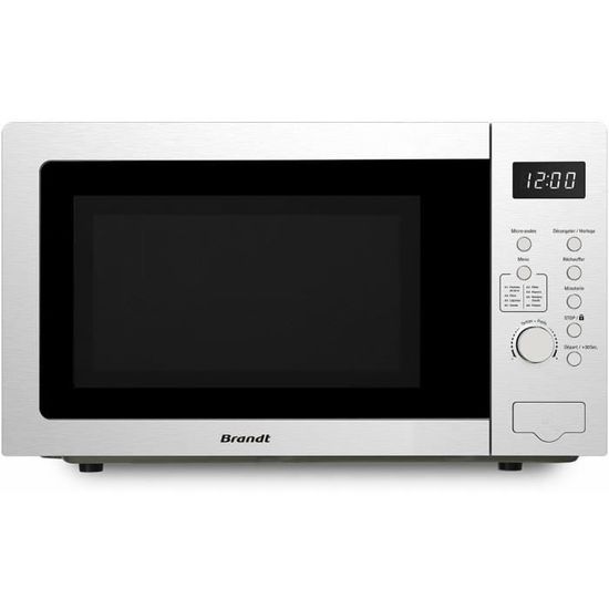 Brandt SE2302W Micro-Ondes 23L 800W - Blanc Et Noir, Autoprogramme, Décongélation Rapide, Cavité Inox