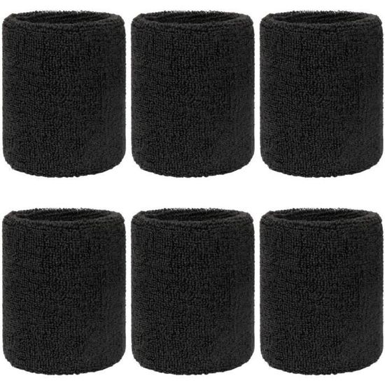 6 Bracelets Absorbants Sport - Coton Doux - 15x8cm - Pour Transpiration Gym, Tennis, Basketball