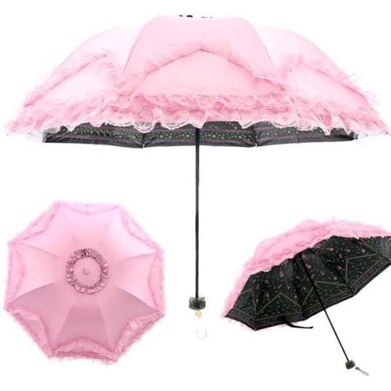 Parasol Blanc Pivoine Dentelle Anti-UV UPF50+ - Parapluie Vintage Fleur Pour Mariage Et Photos