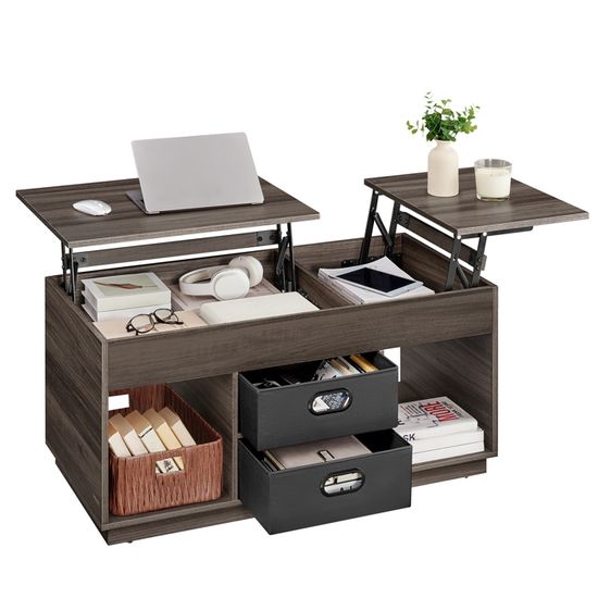 Corato - Table basse avec tiroir coulissant - Gris argile