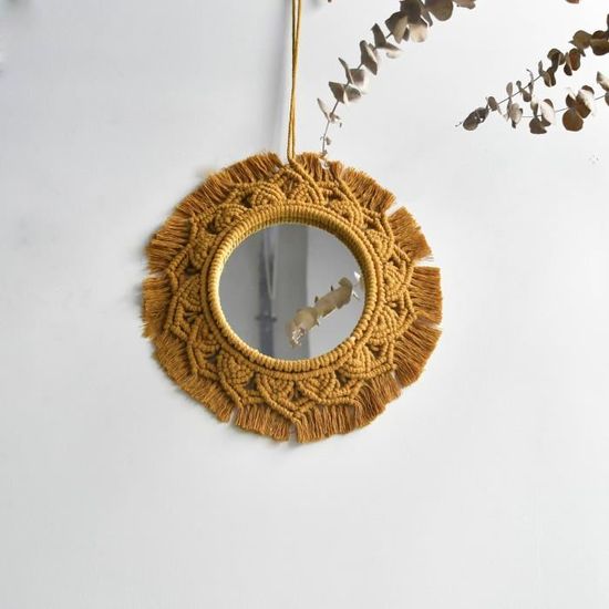 Tenture Murale Artisanale Miroir Patchwork Indien/Pakistanais Multicolore