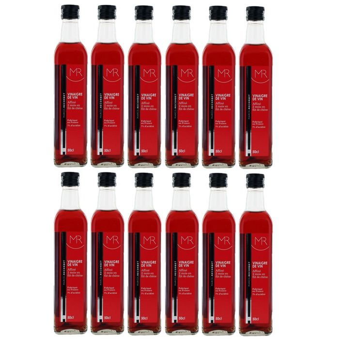 Lot 12x Vinaigre de vin rouge - MR - bouteille 500ml