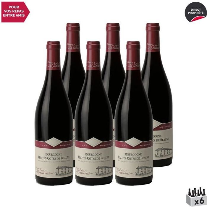 Bourgogne Hautes Côtes de Beaune Rouge 2015 - Lot de 6x75cl - Domaine Eric Montchovet - Vin AOC Rouge de Bourgogne
