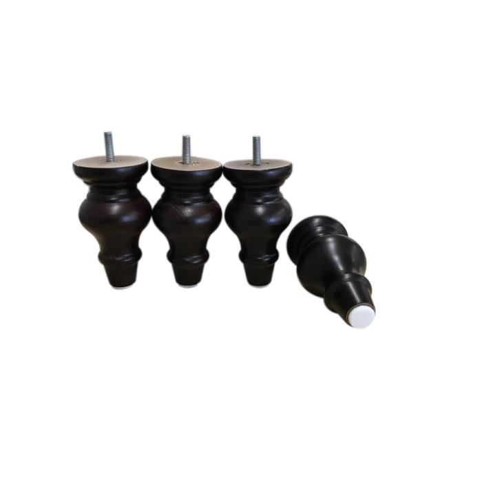 Jeu de 4 pieds bois Colonial wengé h 12cm Wengé