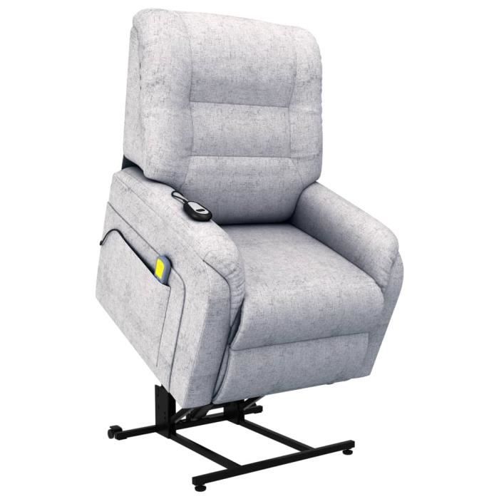 CHEZZOE Fauteuil Relaxation inclinable Fauteuil de Massage Style Contemporain - Fauteuil Relax TV électrique Gris clair Tissu ☺30851