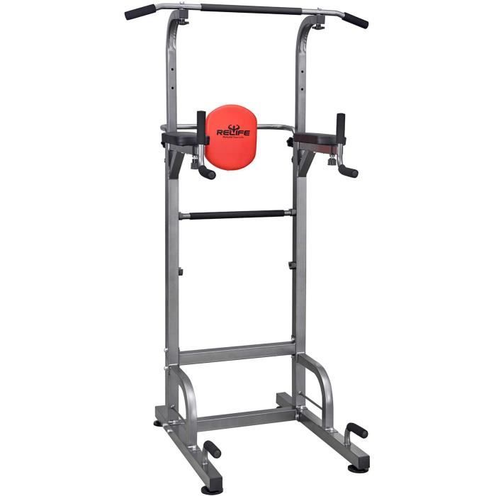 RELIFE REBUILD YOUR LIFE Power Tower Barre de Traction Chaise Romaine Multifonction Station Dips Entraînement de Musculation à la Ma