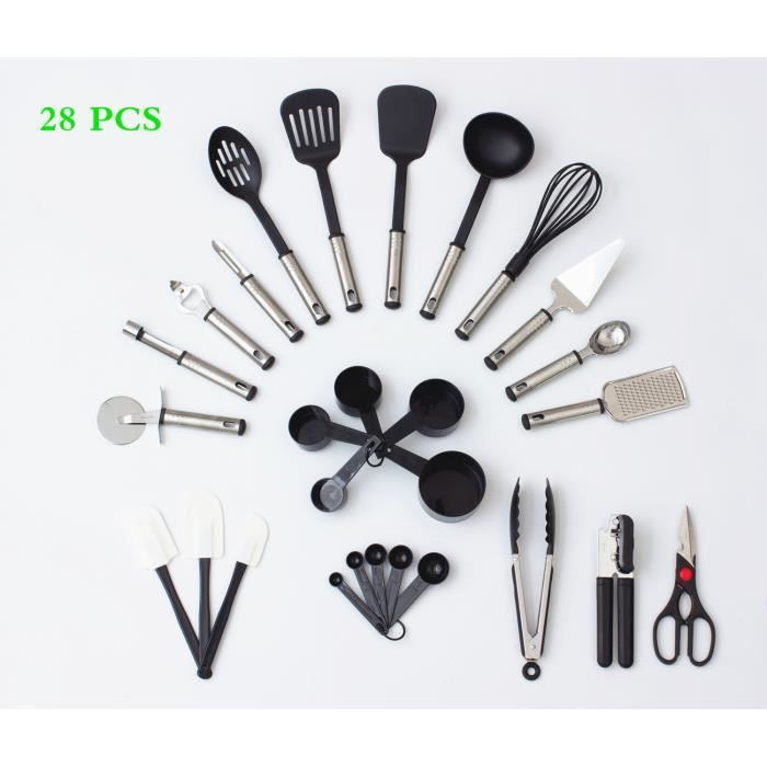 Ustensiles de cuisine de 28 pièces ,Set d'accessoires de cuisine,LOT USTENSILES ,QUALITÉ SUPÉRIEURE,Emballage Luxe, Cadeau parfait
