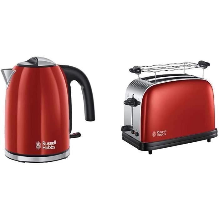 GRILLE-PAIN - TOASTER Russell Hobbs Bouilloire Familiale 17L Ebullition Rapide Filtre AntiCalcaire Amovible Lavable Rouge Russ117