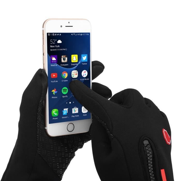 Drfeify gants d'hiver Unisexe en plein air chaud hiver plein doigts gants écran tactile moufles de sport (S)