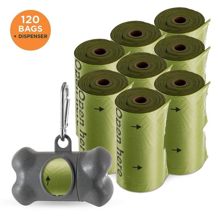 Sacs pour déjections Canines et Distributeur Pack de 120 Sacs par Simply Natural Pack de 120 Sacs pour déjections Canines épais e