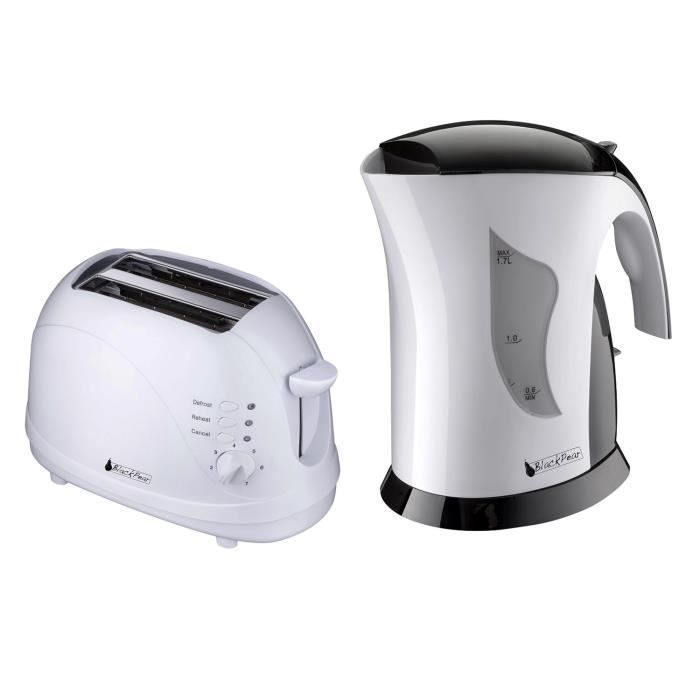 Bouilloire 1.7L 2000W Blanc/Noir Black Pear BSF1701 + Grille pain 2 fentes 700W BGP105