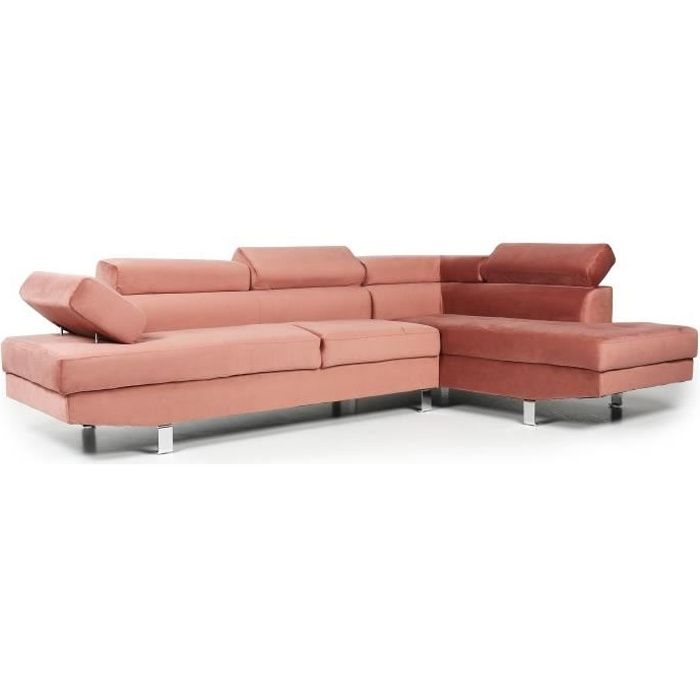 Canapé d'angle Rose Velours Contemporain Confort