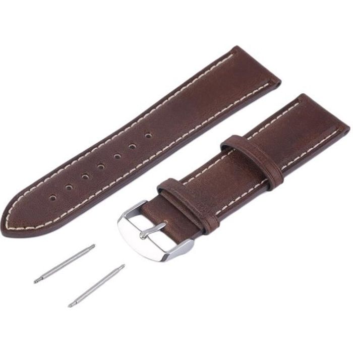 Bracelet de montre en cuir PU de remplacement Boucle en acier inoxydable 18-20-22-24 mm