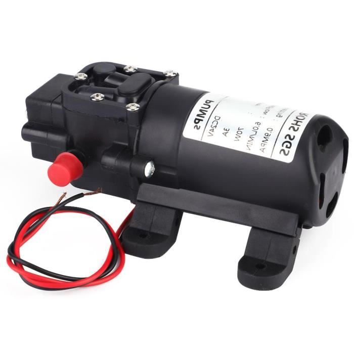 Qiilu Pompe à aspiration simple Pompe à eau à membrane d'aspiration simple auto-amorçante à double tuyau droit 24V 70W