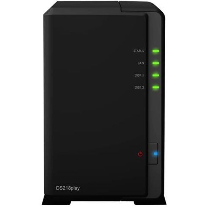Synology Disk Station DS218play Serveur NAS 2 Baies SATA 6Gb-s RAID 0, 1, JBOD RAM 1 Go Gigabit Ethernet iSCSI